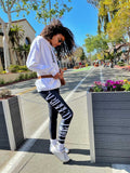 Caribbean Rich - Leggings pour femmes (noir avec imprimé blanc)