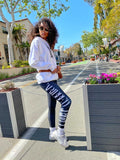 Caribbean Rich - Leggings pour femmes (noir avec imprimé blanc)
