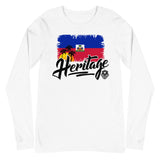 Heritage - Haiti Unisex Long Sleeve Tee (White) - Trini Jungle Juice Store