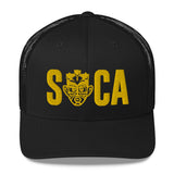 Choose LOVE and SOCA - SOCA Retro Trucker Cap (3D Puff GOLD) - Trini Jungle Juice Store