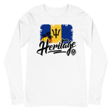 Heritage - Barbados Unisex Long Sleeve Tee (White) - Trini Jungle Juice Store