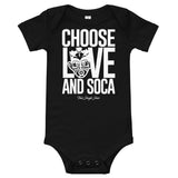 Choose LOVE and SOCA - Baby One Piece (White Print) - Trini Jungle Juice Store
