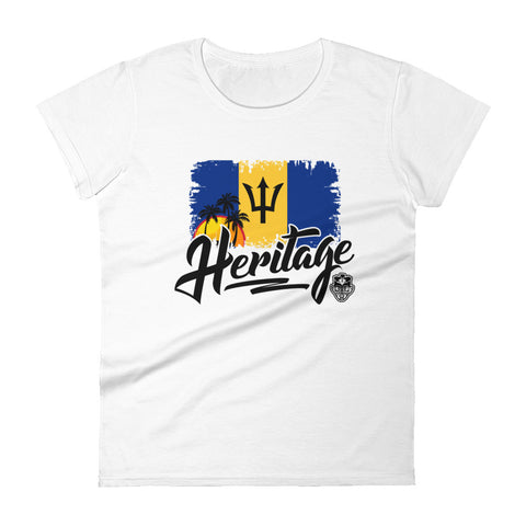 Heritage - Barbados Women's Fashion Fit T-Shirt (White) - Trini Jungle Juice Store