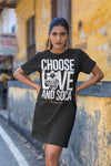 Choose LOVE and SOCA - Women's Organic Cotton T-shirt Dress - Trini Jungle Juice Store