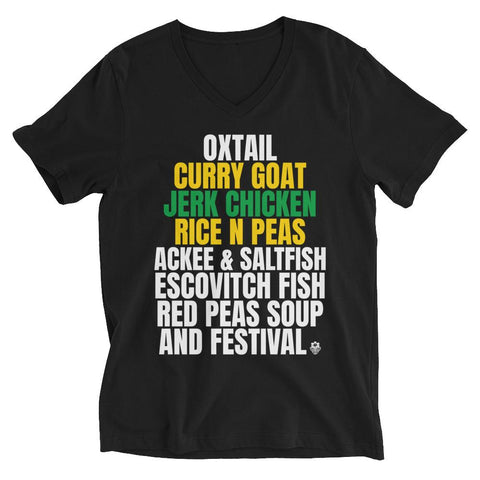 Un avant-goût des Caraïbes - Cuisine jamaïcaine T-shirt unisexe à col en V