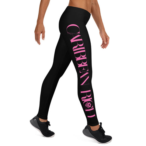 Caribbean Rich - Women's Leggings (Black w/ Pink Print)