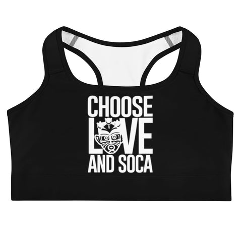 Choisissez LOVE et SOCA - Soutien-gorge de sport pour femmes (Noir)