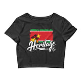 Heritage - Guadeloupe Women's Crop Tee (Black) - Trini Jungle Juice Store