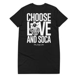 Choose LOVE and SOCA - Women's Organic Cotton T-shirt Dress (Black) - Trini Jungle Juice Store