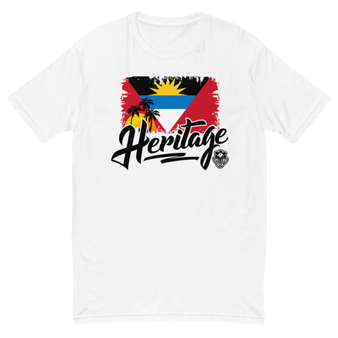 Heritage - Antigua and Barbuda Men's Premium Fitted T-Shirt (White) - Trini Jungle Juice Store