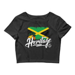Heritage - Jamaica Women's Crop Tee (Black) - Trini Jungle Juice Store
