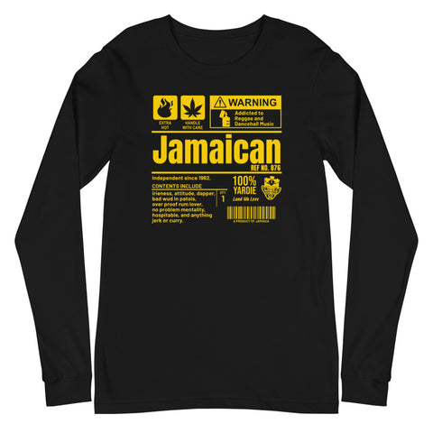 A Product of Jamaica - Jamaican Unisex Long Sleeve Tee (Yellow Print) - Trini Jungle Juice Store