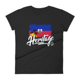 Heritage - Haiti Women's Fashion Fit T-Shirt (Black) - Trini Jungle Juice Store