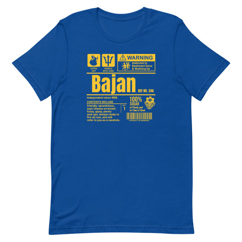 A Product of Barbados - Bajan Unisex T-Shirt (Yellow Print) - Trini Jungle Juice Store