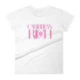 Caribbean Rich - T-shirt coupe mode pour femmes (imprimé rose)
